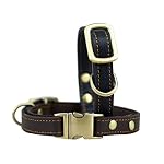 Rantow-regolabile-Durevole-confortevole-collare-di-cuoio-di-base-per-Puppy-Gatti-cani-di-piccola-taglia-collo-di-misura-adattabile-da-95-pollici-a-13-pollici-e-06-pollici-Wide-nero