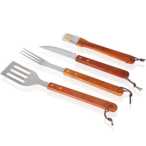 SunJas 18-teilig Grill-set, Grillbesteck-Set, outdoor grill, BBQ Grill, barbecue set, Gabel, Speiße, Bürste, Pinsel, Zange, Spachtel, Leicht zu tragen, Leicht zu reinigen, mit einem robusten schwarzen Koffer, hochwertiges Material, Ungiftige Farbe - 3