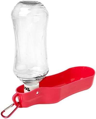 Dog Water Bottle, Greleaves Dog Portable Water Bottle with Hook on Tour Drinking Bottle with Bowl (500ml Red)