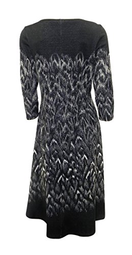 Marks & Spencer Jersey Type Black & Fawn Print Midi Dress Long Sleeve with Oval Neckline (8)