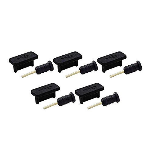 Outstanding   5 x Silicona Anti-Dust Plug Puerto Protecci  n Set  3 5mm Puerto para auriculares Protect   USB Tipo-C Dustproof tapones