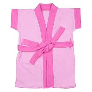 Kids Bath Gown Bathrobe Bath Towel Bathing Accessories for Baby Girl 1-2 Year Color Pink