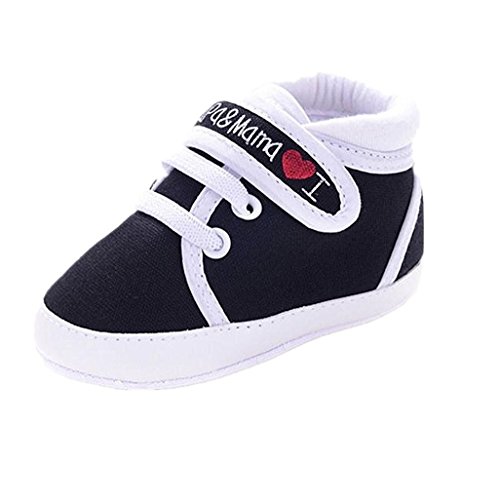 Calzado Auxma Infantil del bebé del niño de la Muchacha del Muchacho Sole Suave Zapatilla de Deporte para niños pequeños (6-12 Meses, Negro)