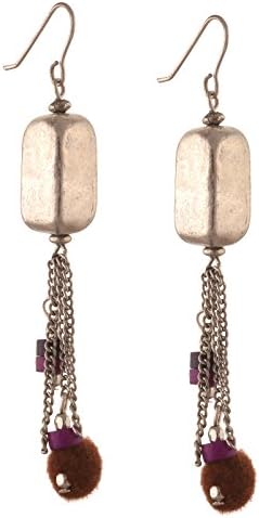 Ornamenta Fashion Silver Tone Hook Dangler Tassel Statement Earrings For Girls