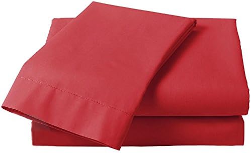 Glamptex Essentials Flat Sheet Poly Cotton Single, Double, King, Super King Flat Bed Sheet (King, Red)