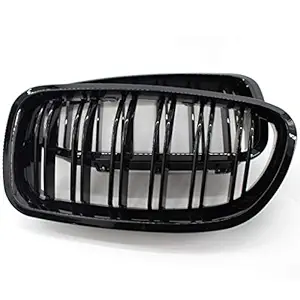 Ecomspace For Bmw F10 F18 2010-15 Gloss Black Front Dual Fin Slat Kidney Grill Grille