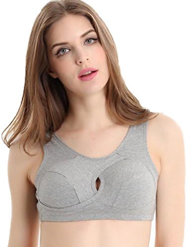 SHOLIND 2018 New Non-Steel Wheeled Cotton Sports Bra Shaped Yoga Sleep Corset Sex Perfect Bar Shape (Light Grey, Large)