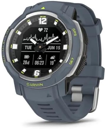 Garmin Instinct Crossover, Smartwatch ibrido, 45mm, Rugged design e Lancette Super-Luminova, Autonomia 28 giorni, +30 app multisport, GPS, Cardio, SpO2, Activity Tracker 24/7, Blue Granite