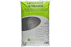 GEOSISM & NATURE - Lapillo vulcanico nero setacciato, granulometria fine, 100% naturale, per giardinaggio, drenaggio, pacciamatura, vasi e terrari (5/8 mm - Singolo da 14LT)