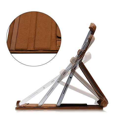 MANNA Samsung Galaxy Tab A 9 7 SM-T555 Schutzh  lle   Hochwertige Tasche aus Kunstleder  braun  mit farblich abgesetzter Naht   Aufstellbar   mit Clev