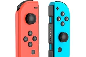 Mhwlhbx Ersatz L/R Switch Controller mit Switch/Lite/OLED-Konsole, Wireless Switch joycons unterstützt Dual Vibration, 6-Achs-Gyro, Wecken, Bewegungssteuerungen, Screenshot（Red＆Blue）