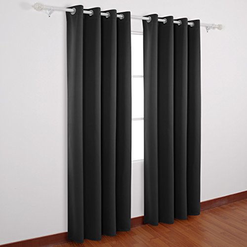 Deconovo Soft Solid Thermal Insulated Ring Top Blackout Blind Curtains for Kitchen, Including Two Matching Ties, 66