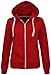 Cexi Couture New Womens Plain Zip Hoodoe Sweatshirt Ladies Fleece Hooded Jacket Top Red 18