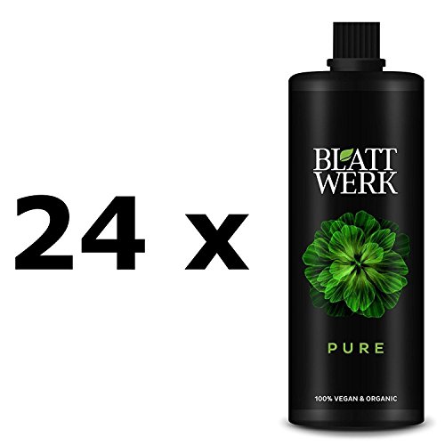 24er Pack BLATTWERK Pure Bio Düngemittel - 24 x 1L: 100% veganer, organischer NPK Dünger mit Aminosäuren. Flüssiger Naturdünger aus Gras