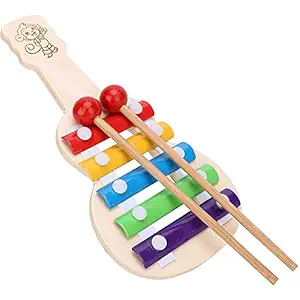 Naayaab Craft Guitar Xylophone, Musical Toy for Kids with Child Safe Mallets, Best Educational Development Musical Kid Toy as Best Holiday/Birthday Gift for Your Mini Musicians, 5 Knocks Xylophone