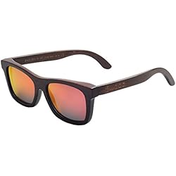 Iwood Unisex Madera marrón Pintura Marco polarizó el rojo de la lente gafas de sol de bambú