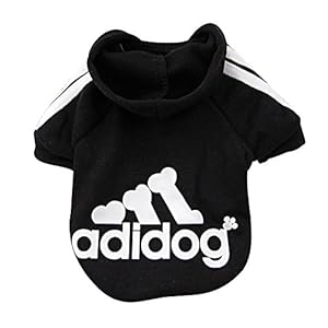 Rdc Pet Adidog Dog Hoodies, Apparel, Fleece Basic Hoodie Sweater, Cotton Jacket Sweat Shirt Coat for Small Dog & Medium Dog & Cat (Black,XS)