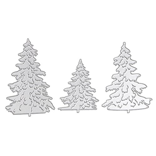 Demiawaking 3Pcs Weihnachtsbaum Schneiden Schablonen DIY Sammelalbum Dekor Papier Karten, Metall Buchzeichen , Metall Lesezeichen als Geschenk fuer Freunde - 2