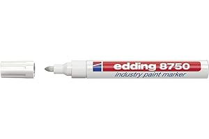 edding 8750 Marqueur peinture spécial industrie - blanc - 1 stylo - pointe ronde 2-4 mm - pour écrire sur une surface poussiéreuse, légèrement huileuse, pneu, métal, verre et du bois - permanent