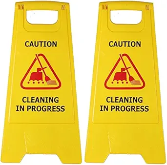 Mitrin cleaning progress sign board, (Pack of 2), Cleaning Sign Board, cleaning in progress, Cleaning caution board, caution standing board, caution board cleaning progress, caution sign board.