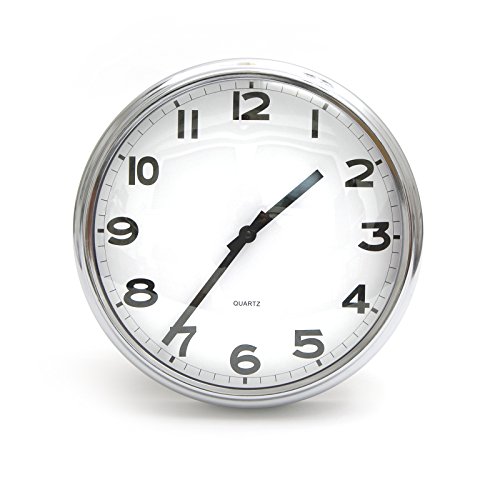 Wanduhr - Bahnhofsuhr Ø 32cm - ohne Ticken, Aluminium Küchenuhr mit gewölbtem Ziffernblatt - moderne Uhr im zeitlosen schweizer Design und leisem Quarz-Uhrwerk