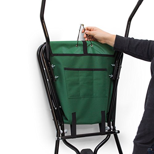 Relaxdays Schubkarre faltbar HBT 66 x 64 x 112 cm Faltschubkarre aus Stahl mit Korb aus stabilem Polyester ca. 56 l Fassungsvermögen platzsparende Gartenkarre zum Aufhängen belastbar bis 30 kg, grün - 2