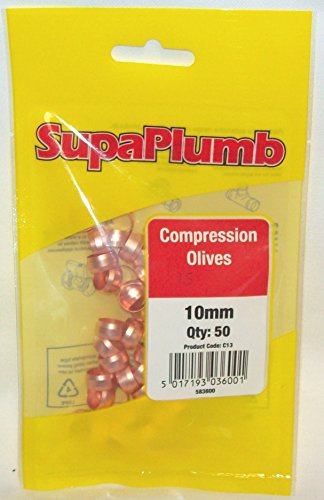 10 x SupaPlumb Compression Olives 10mm DIY Copper Olives