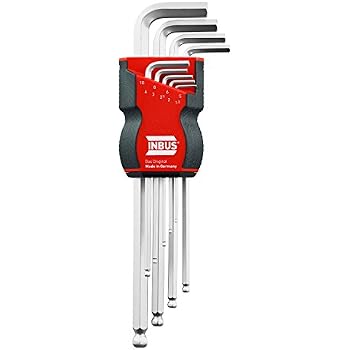 US Pro Inbusschlüssel-Set 8-teilig – Klappbar, Metrisch, Mit Kugelkopf – CR-V Stahl, Aluminium-Halter