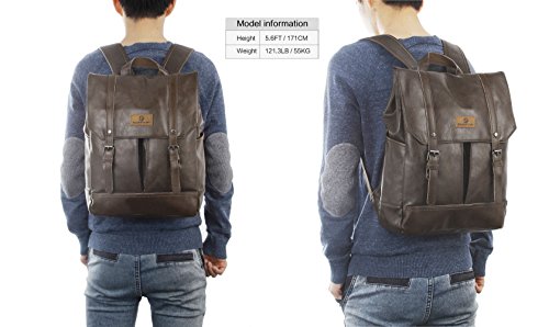 Koolertron Kunstleder Rucksack Vintage Schulranzen Schultasche Laptop Wanderrucksack Hiking Backpack Damen Herren f  r Camping Reise Geeignet f  r Ace