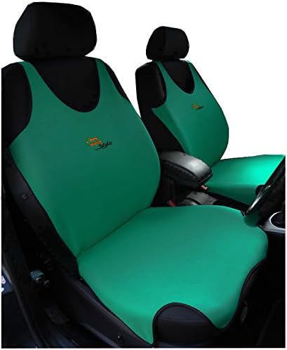 2 GREEN FRONT VEST T-SHIRT CAR SEAT COVERS PROTECTORS