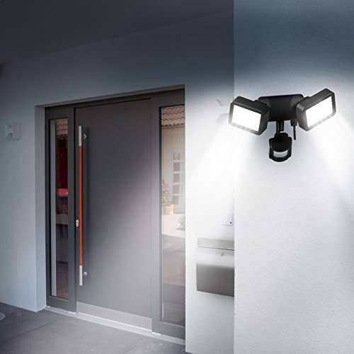 Security LED-Doppelstrahler 8W schwarz ( 44 Power-LEDs pro Strahler | wetterfest und wasserdicht ) - 4