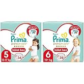Prima K&uuml;lot Bebek Bezi Premium Care 5 Beden 34 Adet Junior İkiz Paket & Prima K&uuml;lot Bebek Bezi Premium Care 6 Numara 28'li 15