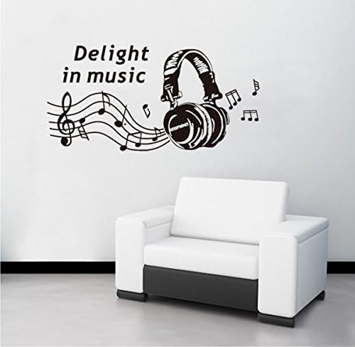 Music Headset Wall Decal Home Sticker House Decoration WallPaper Removable Living Dinning Room Bedroom Kitchen Art Picture Murals DIY Stick Girls Boys kids Nursery Baby Playroom Decoration