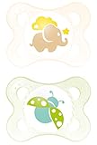 MAM Original 542420 BPA-Free Silicone Dummies with Unisex Designs for Ages 0-6 Months [Double Pack in Assorted Colours]