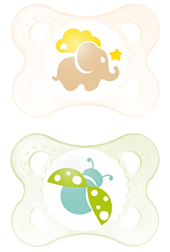 MAM Original 542420 BPA-Free Silicone Dummies with Unisex Designs for Ages 0-6 Months [Double Pack in Assorted Colours]
