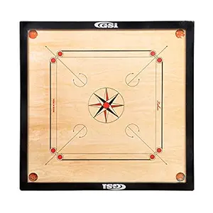 GSI Superior Matte Finish Large Carrom Board for Family Friends and Adults with Coins Striker and Boric Powder, Beige (Large 32 inch 4mm)