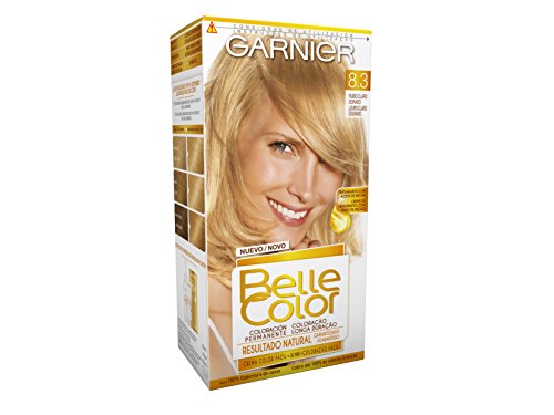 Garnier Belle Color Coloración de aspecto natural y cobertura completa de canas con aceite de jojoba y germen de trigo - Tono: Rubio Claro Dorado 8.3