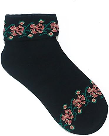 4 Pair/Lot Cotton Women Socks Vintage Cute Flower Spring Fall Brand Cool Compression Coolmax Quality Hosiery Ankle Female Socks,Dark Navy,34 to 43
