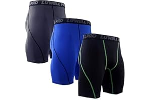 LUWELL PRO 3 Pack Compression Shorts Mens Quick Dry Running Shorts Base Layers Men for Training,Basketball,Gym