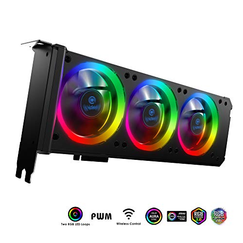 Anidees Graphic Card Cooler 3 x80mm PWM Fan, Support 5V 3 Pin Addressable RGB headers, PCI Mount Bracket with Remote- AI-GP-CL