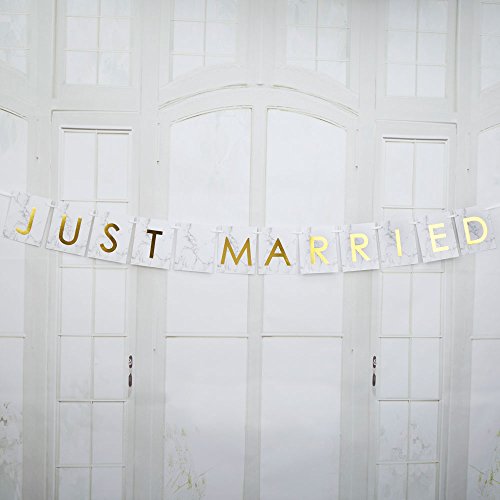 Neviti Schrift – Just Married Auto Wimpelkette, Marmor - 2
