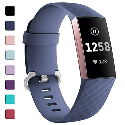 Zekapu Correa para Fitbit Charge 3, Pulsera Ajustable Clásica De Repuesto con Hebilla Clásica De Aleación De Aluminio para Fitbit Charge 3, Grande Pequeña
