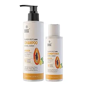 Body Dose Daily Strengthening & Volumizing Shampoo Conditioner with super fruits AHA - Papaya, Lemon, Rice Water, Almond oil & vitamin E - Sulfate Free, Paraben Free, Silicone Free - 240 ML