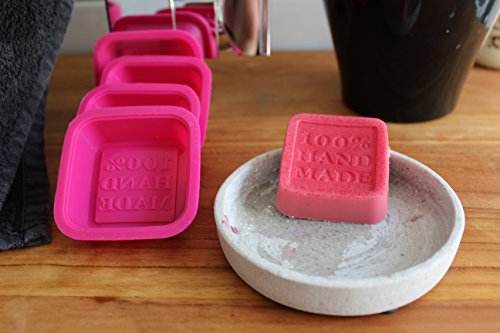 Unitedcovers Silikonform 100 % Handmade zum Seifengiessen quadratische Seifenformen PINK im 4-er Pack (4 Stück insgesamt) -- Versand aus Deutschland