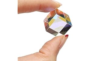 Chiloskit Optical Prism Glass Cube Dichroic Beam Splitter Prism TransparentPrism for Teaching of Optics, Photo Effects, and Decoration 18x18mm