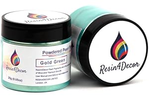 RESIN4DECOR Gold Green pigmento de mica nacarados en polvo metálico para proyectos de resina epoxi, joyería, proyectos de artesanía, mesa de epoxi, tablero, bandeja, lienzo, pintura, 25g