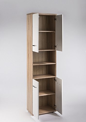HOMEXPERTS Badezimmer-Hochschrank NUSA / Badschrank Hochglanz weiß