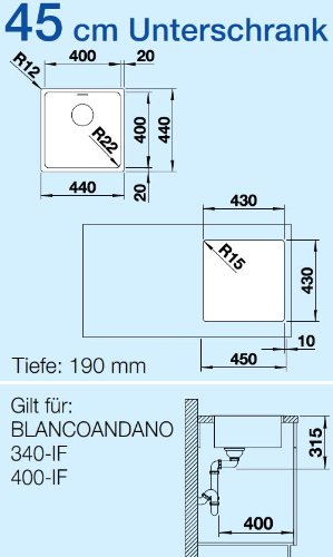 BLANCO ANDANO 400-IF Spüle Edelstahl Seidenglanz – 518312 - 2