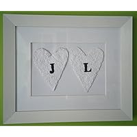 First Wedding Anniversary - Personalised Paper Hearts Photo Frame