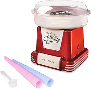 Nostalgia Electrics PCM805RETRORED Retro Series Hard & Sugar-Free Candy Cotton Candy Maker